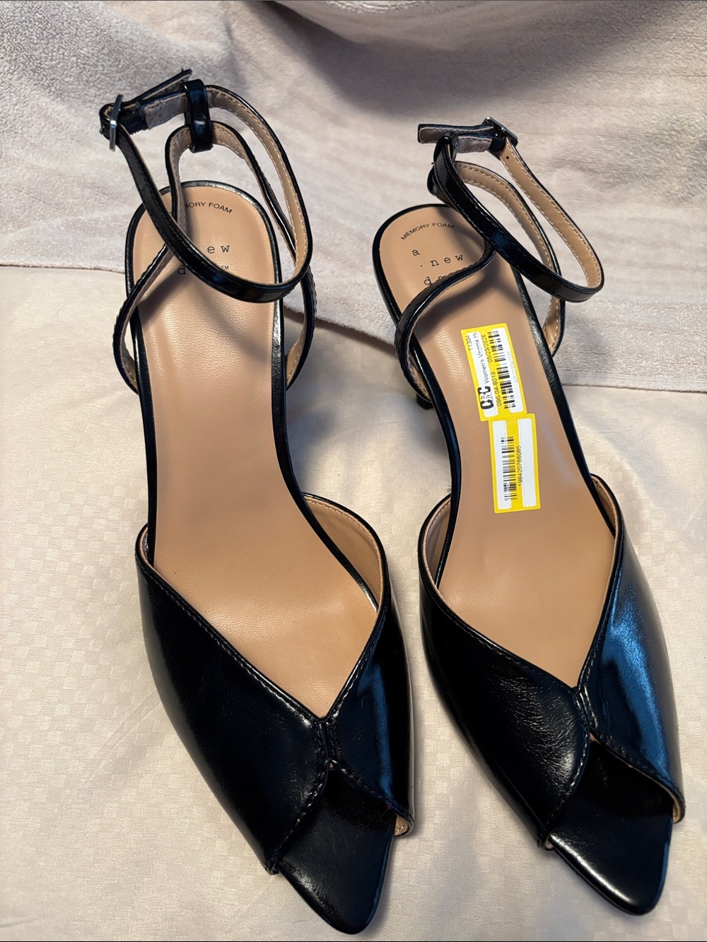 a new day Black Pointed-Toe Ankle-Strap Heels